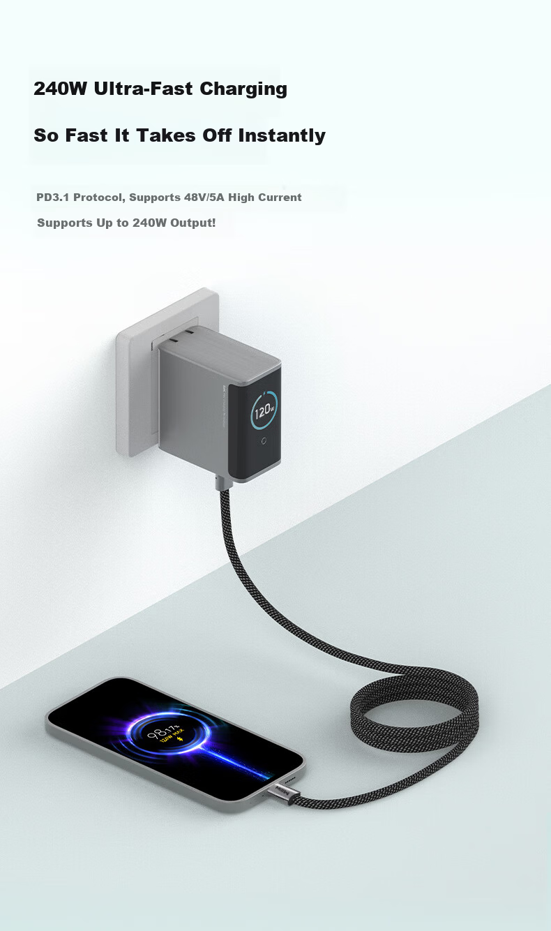 MIIIW Magnetic Type-C Charging Cable 240W 6A Fast Charging for Apple 17/Xiaomi/iPad/Huawei/Laptop 1m 6