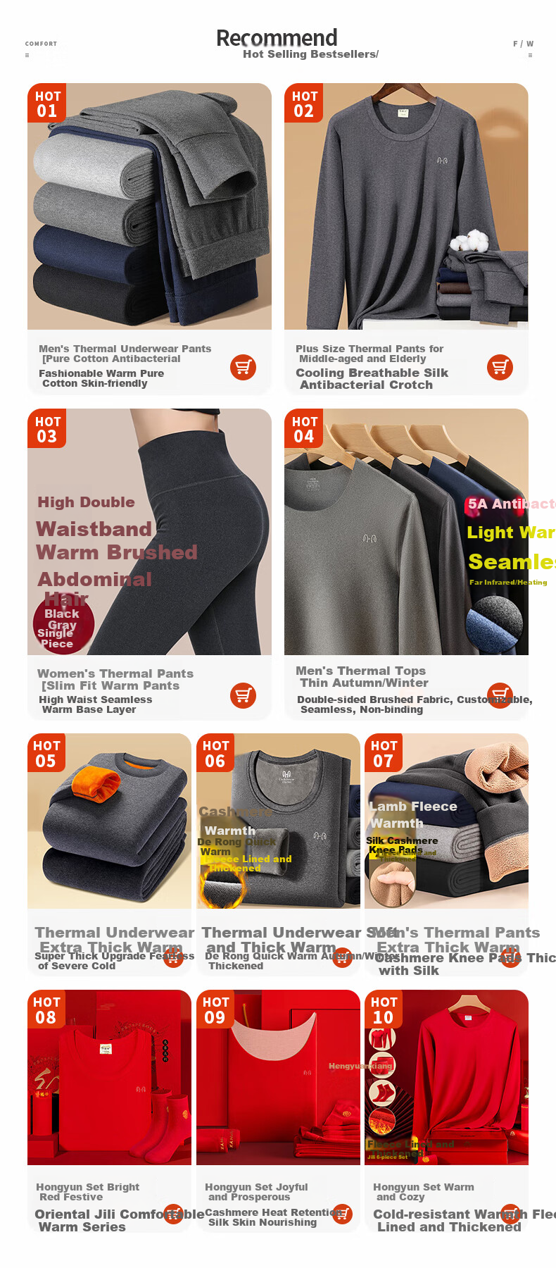 Hengyuanxiang [Hot Sale 50,000 Sets] Men's Thermal Underwear Set Cashmere Goat Velvet Thickened Autumn Winter Crew Neck Top and Bottom Dark Gray 1