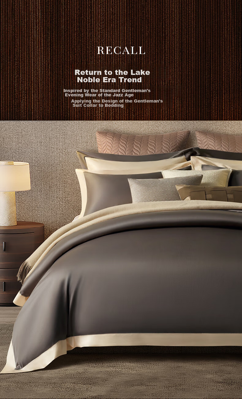 Kang'erxin Premium 4-Piece Set 100-Thread Count Sateen Cotton Bed Sheet and Duvet Cover Hotel Bedding Deep Twilight Gray 1.5m Bed 3