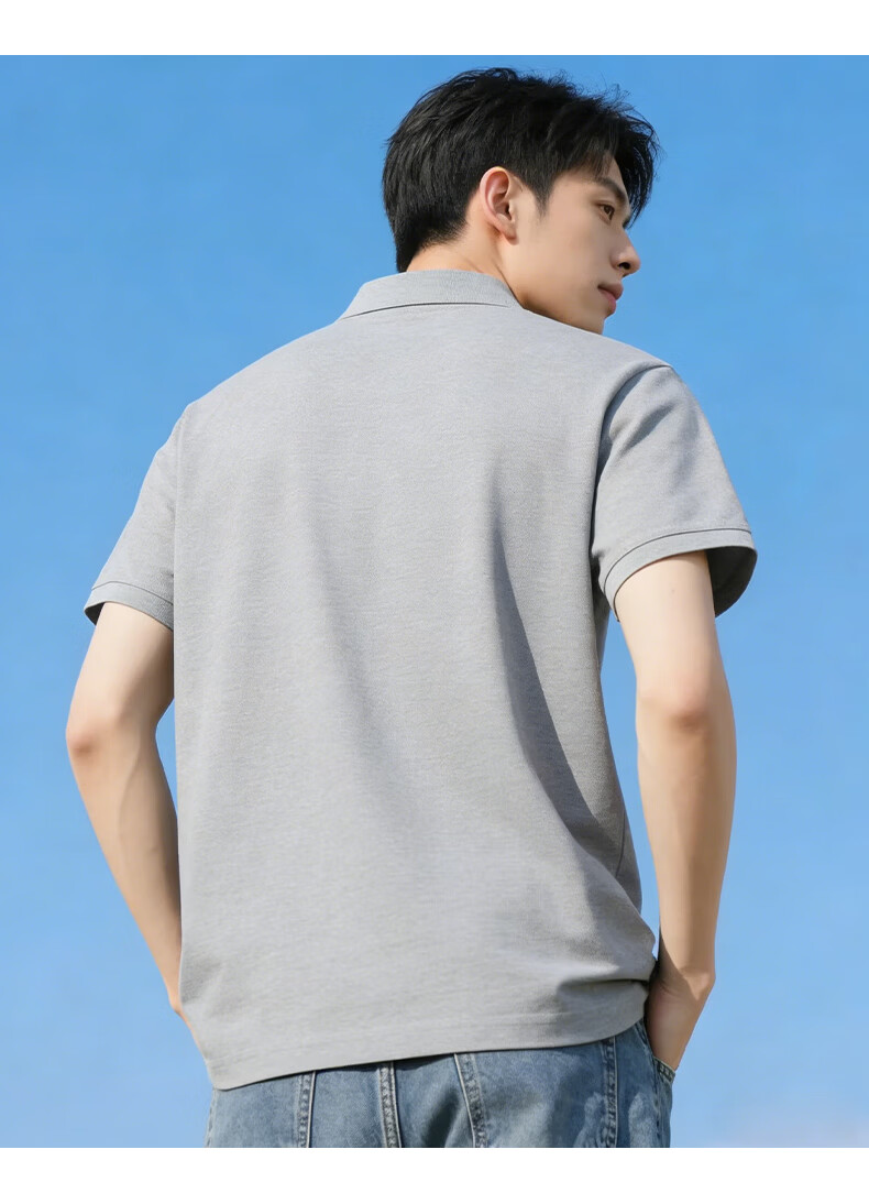 Jeanswest Men's Short Sleeve Polo Shirt 2026 Summer New Imitation Cotton Solid Color Loose Casual T-Shirt Base Shirt Black XL 14