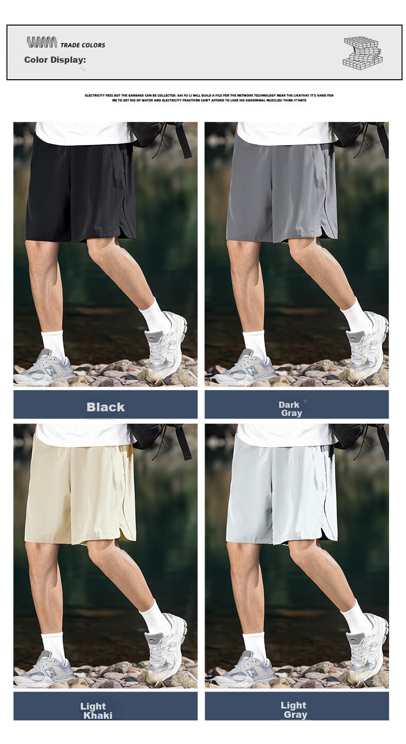 EASTERN CAMEL Men's Outdoor Moisture-Wicking Ice Silk Quick-Dry Lightweight Breathable Sports Shorts for Running Fitness Basketball 9