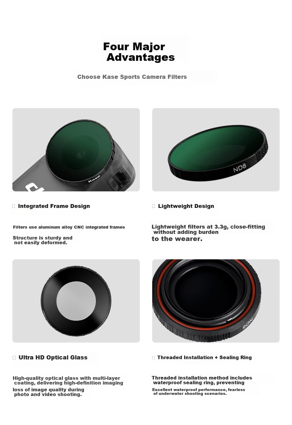 Kase DJI Osmo Nano Action Camera Accessory Filter ND8 Neutral Density Lens for Landscape Photography Long Exposure Time-lapse 2