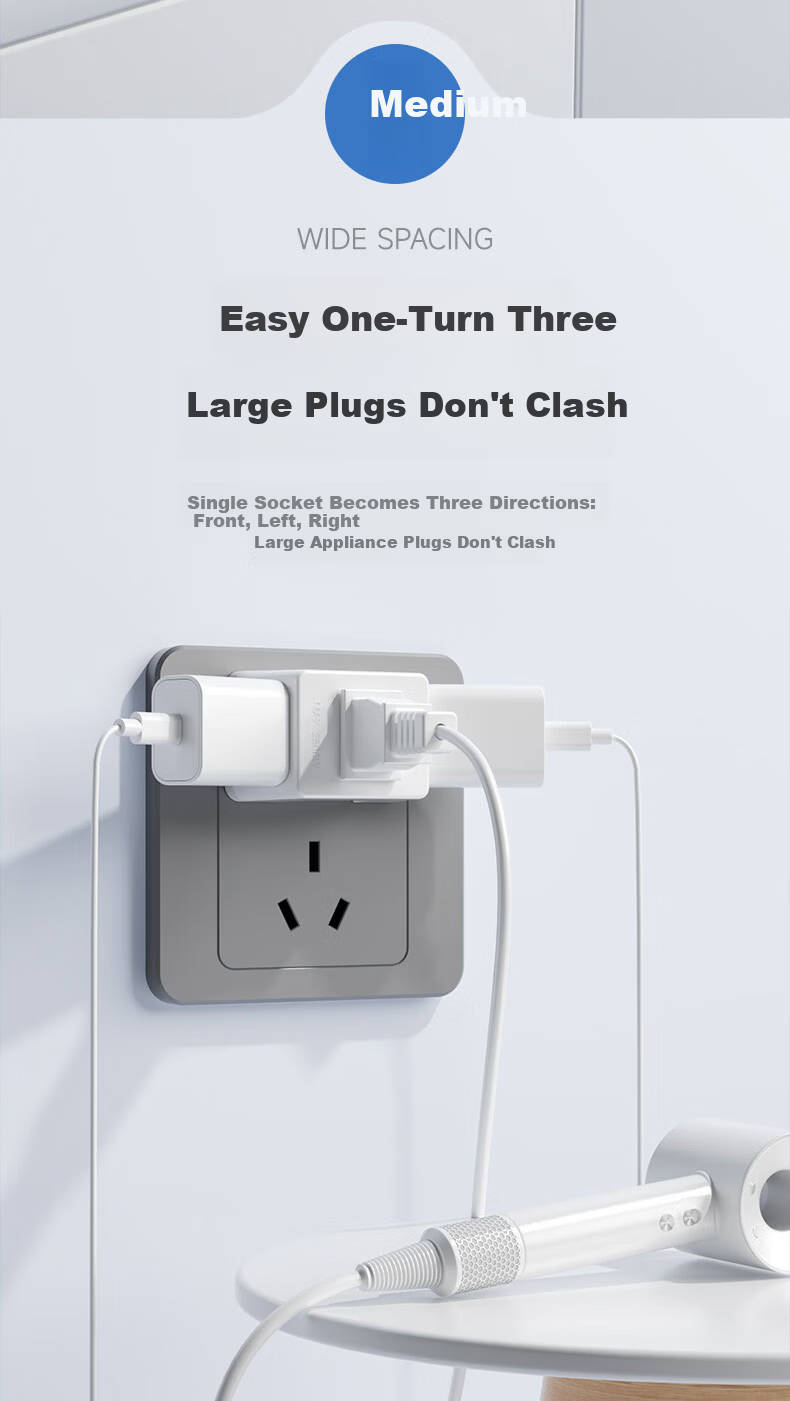 AUX Socket Converter Dormitory Plug Adapter Extension Socket Mini Power Strip Wireless One-to-Three Outlet 6