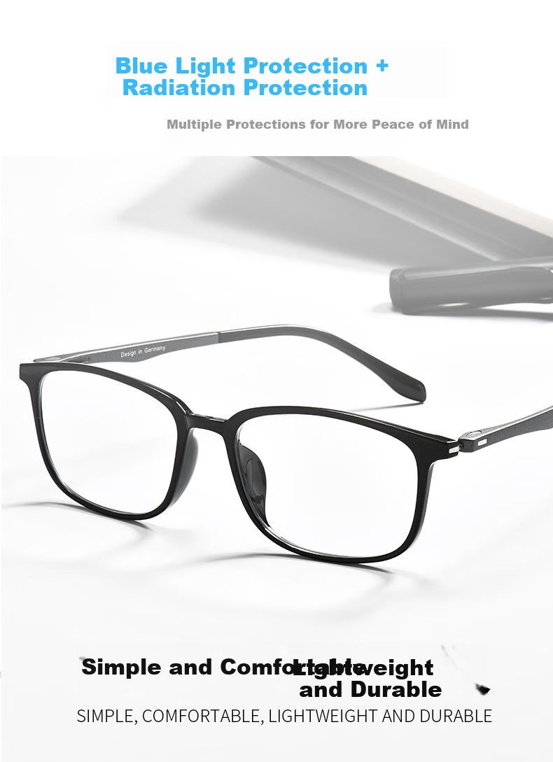 BUZZ Anti-Blue Light Reading Glasses for Men and Women, Ultra-Light, High-Definition, Middle-Aged and Elderly, BJ121 Black Frame Gray Temples, 250 Degree 5