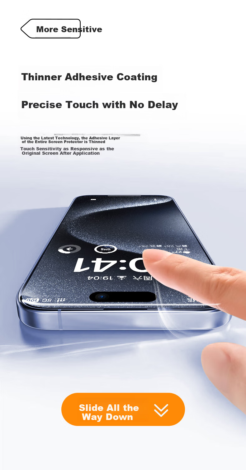 DIVI DIVI Dust-Free Warehouse Instant Paste iPhone 15 Pro Max Tempered Glass Screen Protector Full Coverage Anti-Drop Anti-Fingerprint Smooth Touch 1 Piece 11