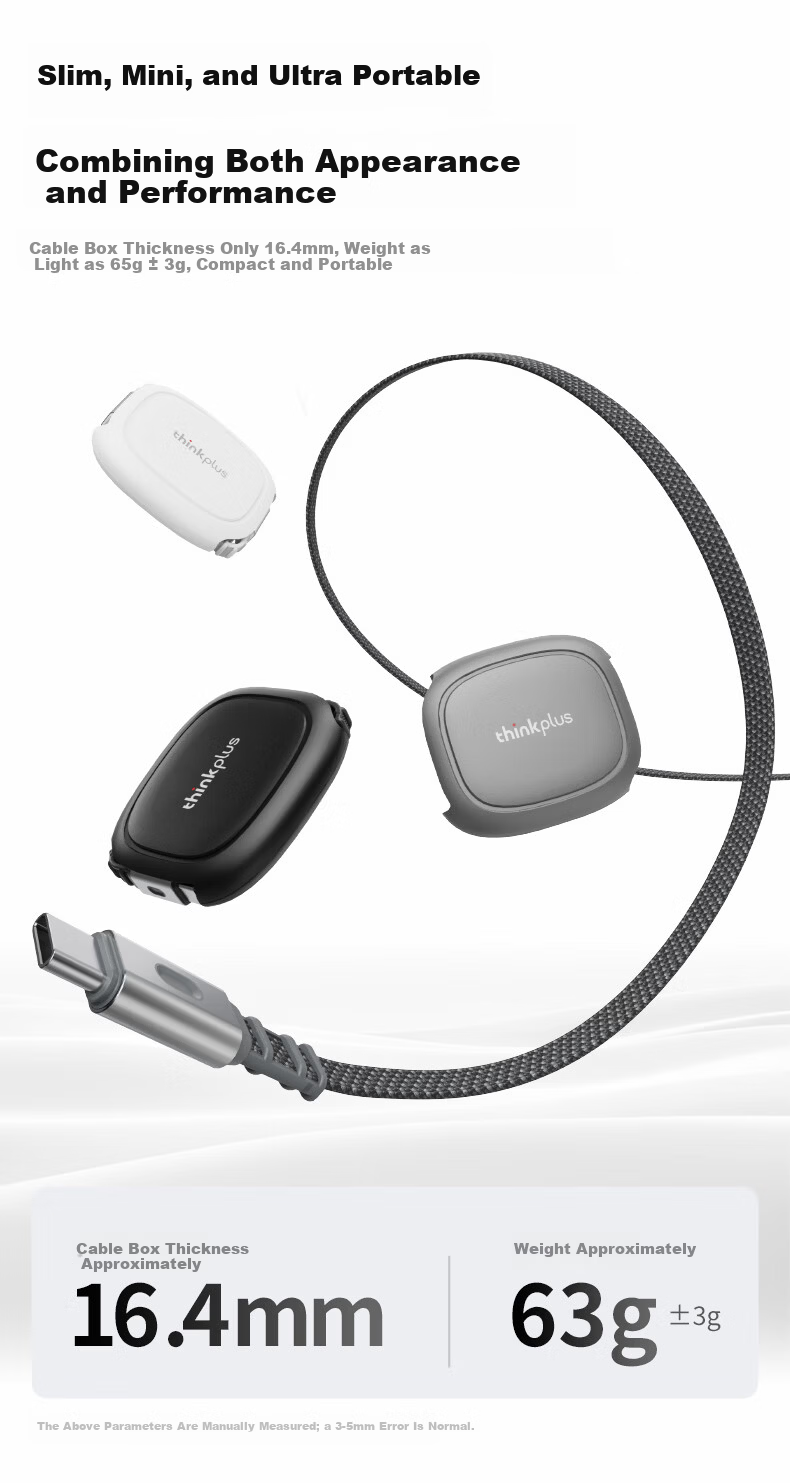 ThinkPlus Lenovo 240W Retractable Dual-Head Type-C PD Charging Cable for Car Fast Charge Compatible with Apple iPhone 17/16, iPad, MacBook, Huawei, Legion, Xiaoxin Laptops 3