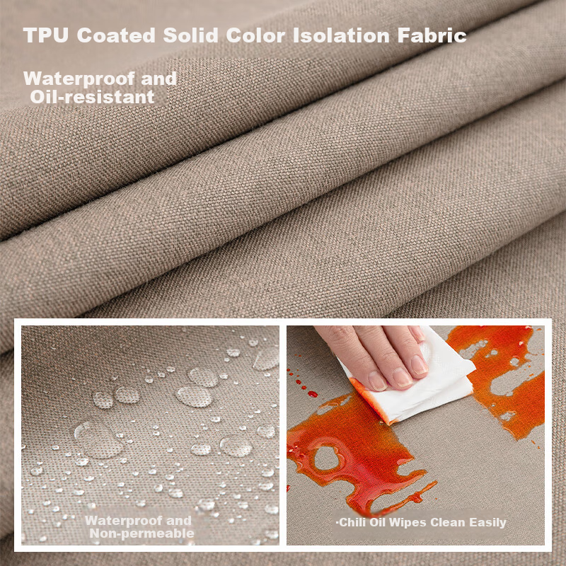 MUJI TPU Waterproof and Heat-Resistant Solid Color Rectangular Tablecloth for Dining Table, Coffee Table, and Desk Cover 90x140cm Natural Linen