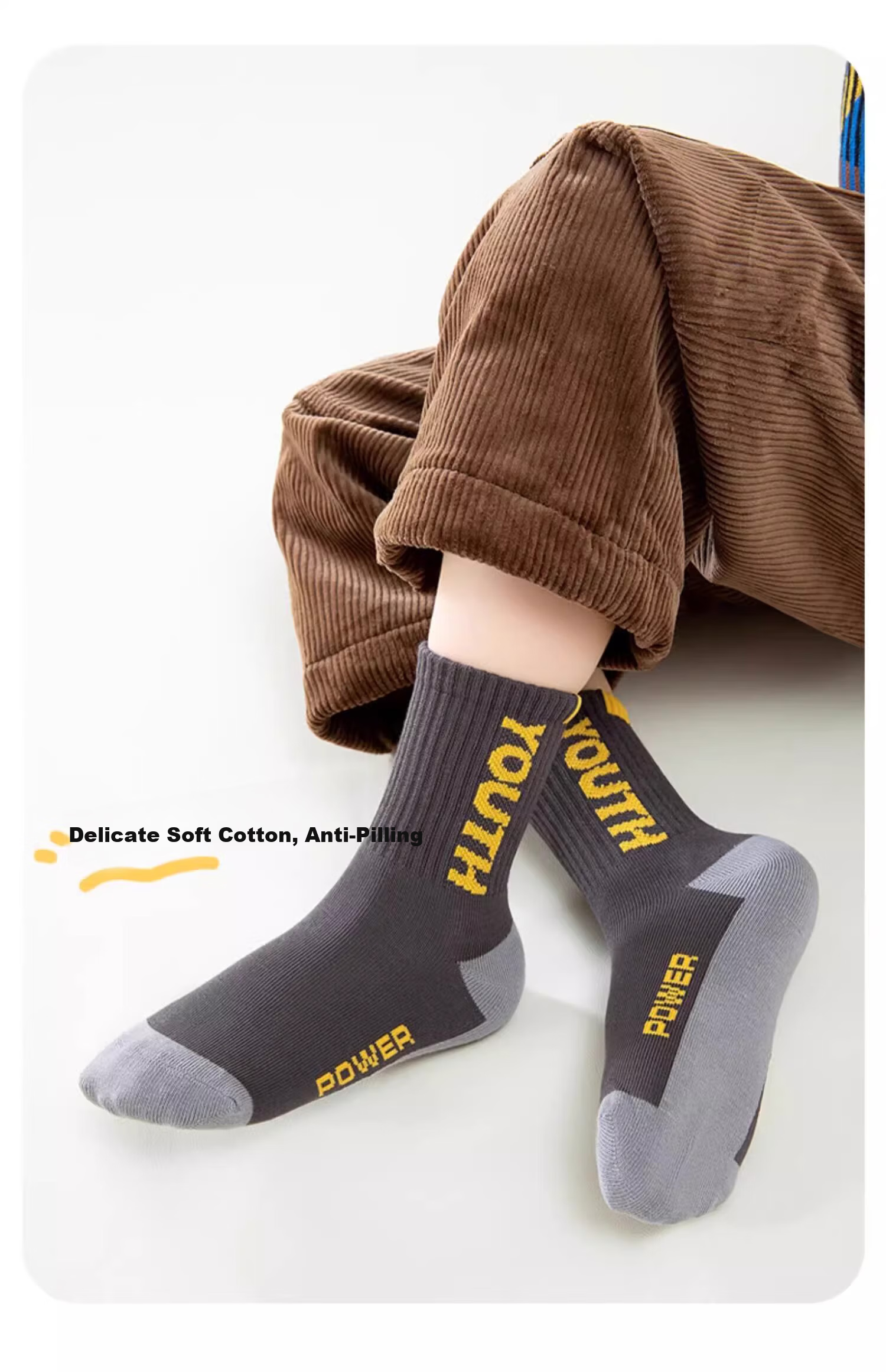 Ziyu Style Boys' Socks Spring and Autumn Soft Cotton Youth Sweat-Absorbing Odor-Resistant Sports Mid-Calf Socks for Children Spring and Summer 14