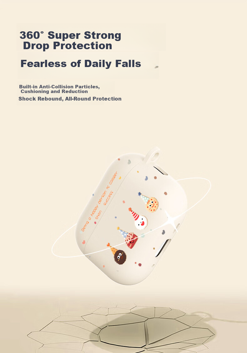 Smorss Silicone Protective Case for AirPods Pro 3rd Gen Full Coverage Shockproof Dustproof Cartoon Matte Soft Case Cookie Donut 3