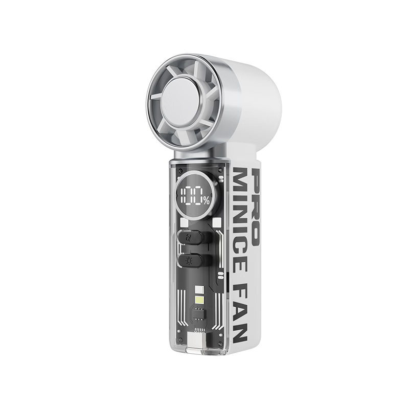 KPD KEEP PURSUING DREAMS [Ice Pack/Aggressive] Handheld Mini Fan, High-Speed Turbo 20,000 RPM Strong Airflow, Ultra-Mini Fashionable Transparent Fan with Light for Students, Office And Outdoor Use