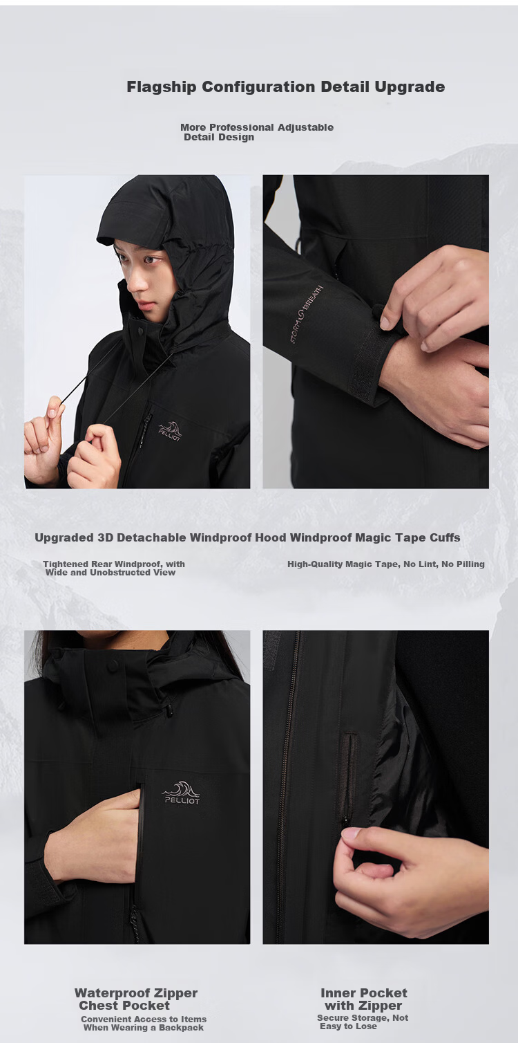 Pelliot Mountain Classic 3.0 3-in-1 Waterproof Jacket Spring Autumn Unisex Warm Coat 125301055 Purple L 8