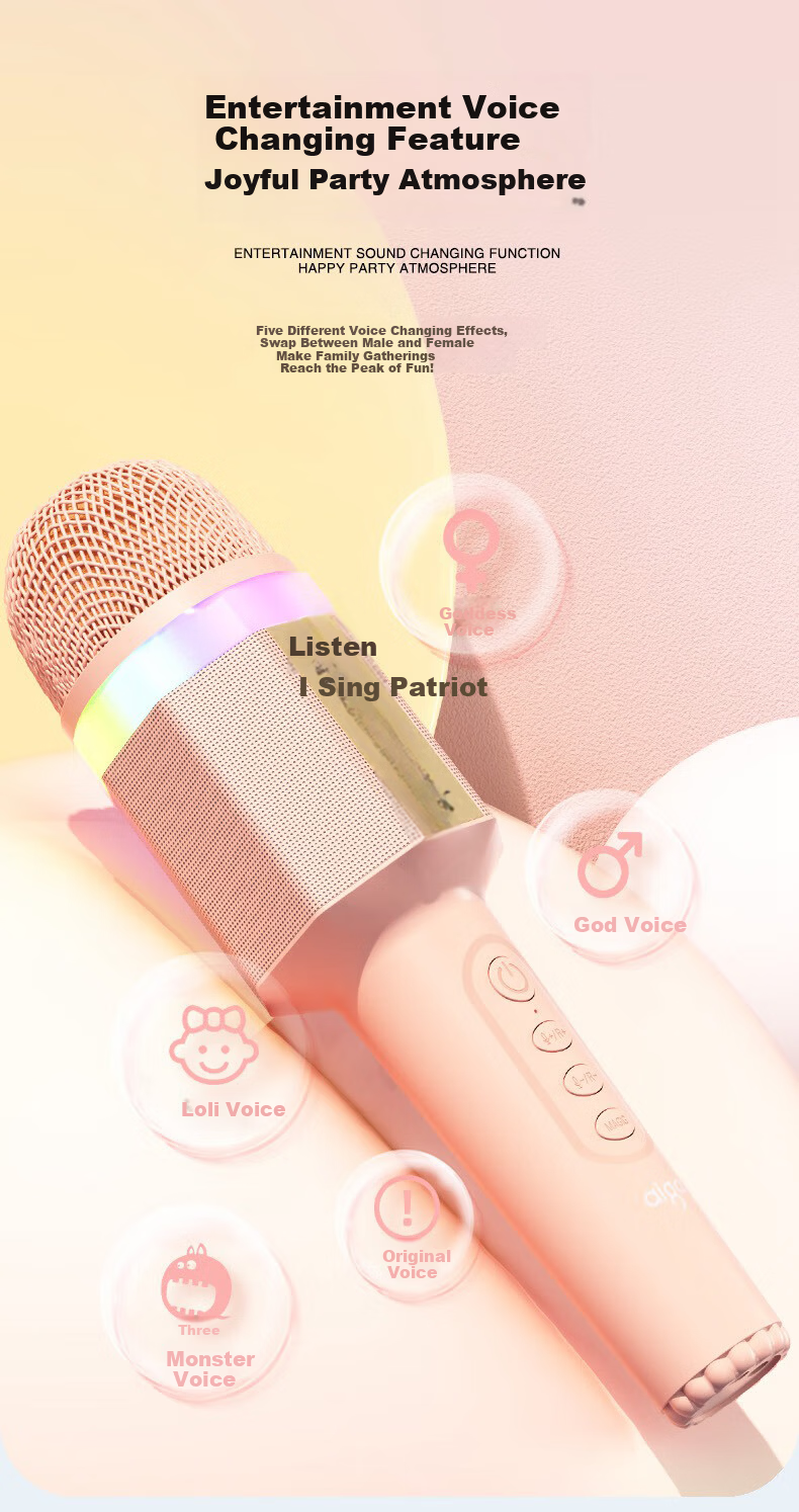 Aigo K8 Moonlight White Wireless Microphone Home KTV Voice Changer Karaoke Speaker TV Douyin Live Noise-Cancelling Bluetooth Singing Handheld Microphone All-in-One Entertainment System 7