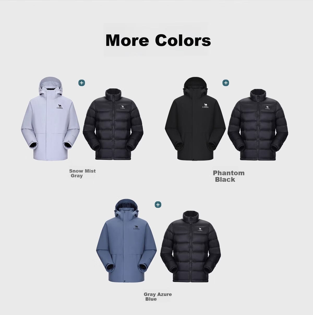 CAMEL Water-Repellent Down Liner Snowline Men's 3-in-1 Mountaineering Jacket B294 3XL 20