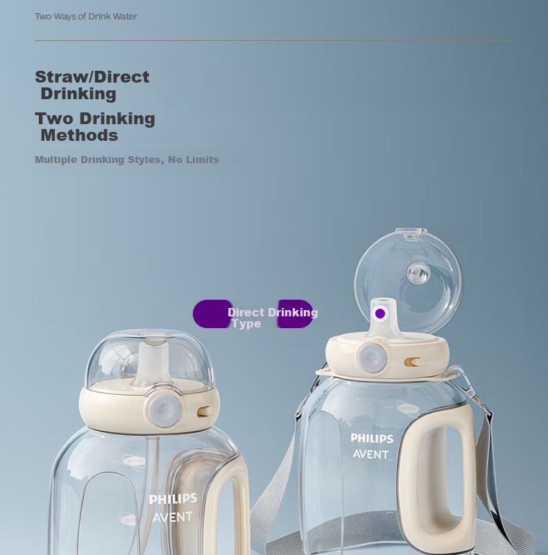 AVENT Philips Kids Straw Cup Large Capacity Direct Drinking Cup Student Kindergarten Water Bottle Ton Ton Cup JD Self-operated 3