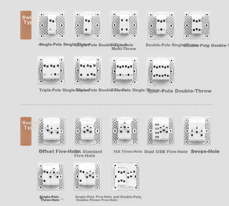 DELIXI CD821 Series 16A Three-Prong Air Conditioner Socket Star Silver Large Panel Switch Socket Panel 37
