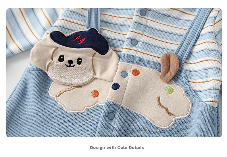 VOONLIE Baby Clothes Spring Newborn Boys Cartoon Cute Puppy Striped Romper Jumpsuit for Spring and Autumn 3