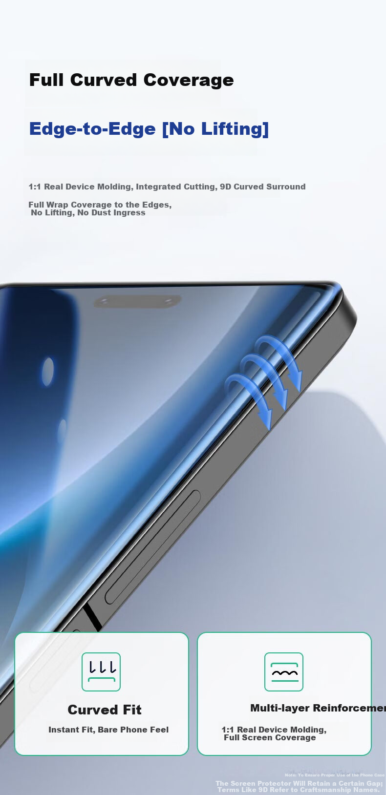 LANGLING [2 Pieces] Screen Protector for Honor X50/50GT/50pro, Hydrogel Film, Curved Full-Screen Protection, HD Clear, Anti-Fingerprint, Scratch-Resistant Protective Film 6
