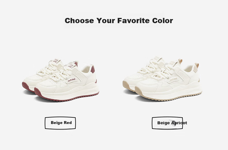 HLA Women's Sports Casual Shoes Spring Summer Versatile White Dad Sneakers Lightweight HDAYXW1CDQ036 Beige Size 38 5