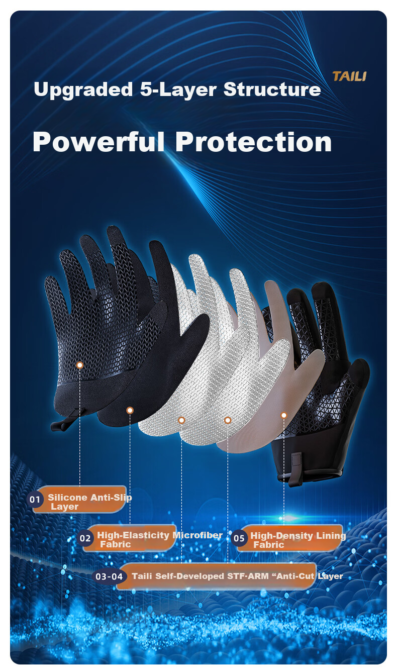 Taili Cut-Resistant Gloves Outdoor Mountaineering Hiking Tactical Cycling Motorcycling Beachcombing Sports Fitness Gardening Work Safety Protection Unisex Gloves Size S Black 3.0 4