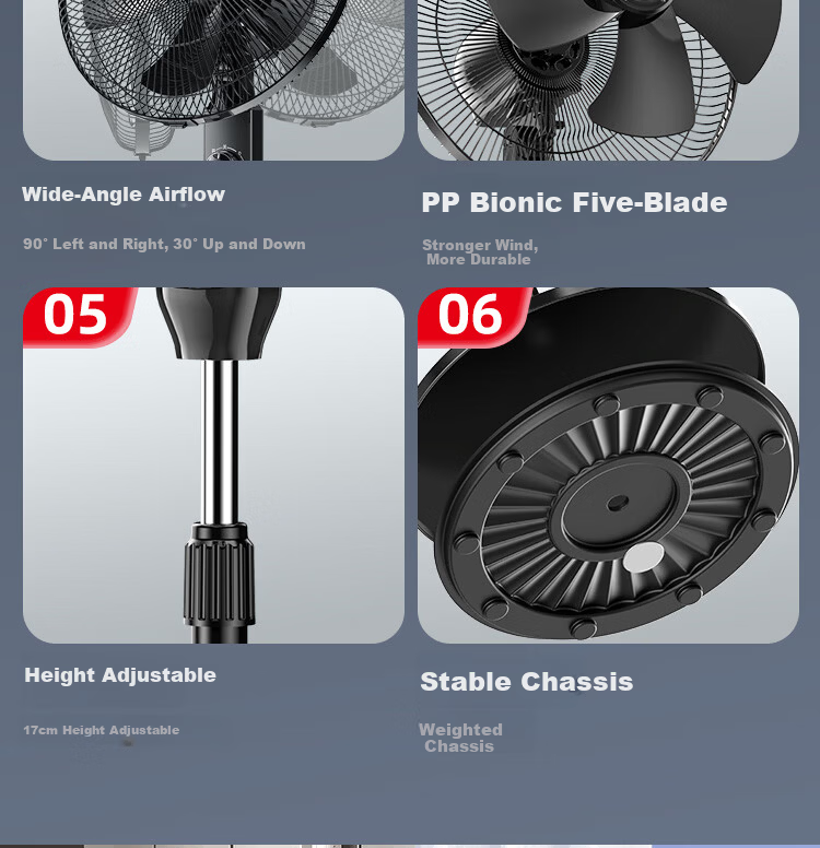 DIAMOND Floor Fan Home Use DC Inverter Energy Level 1 Copper Motor Standing Fan 7-Blade Quiet Energy-Saving Strong Wind Long-Distance Fan MX 4