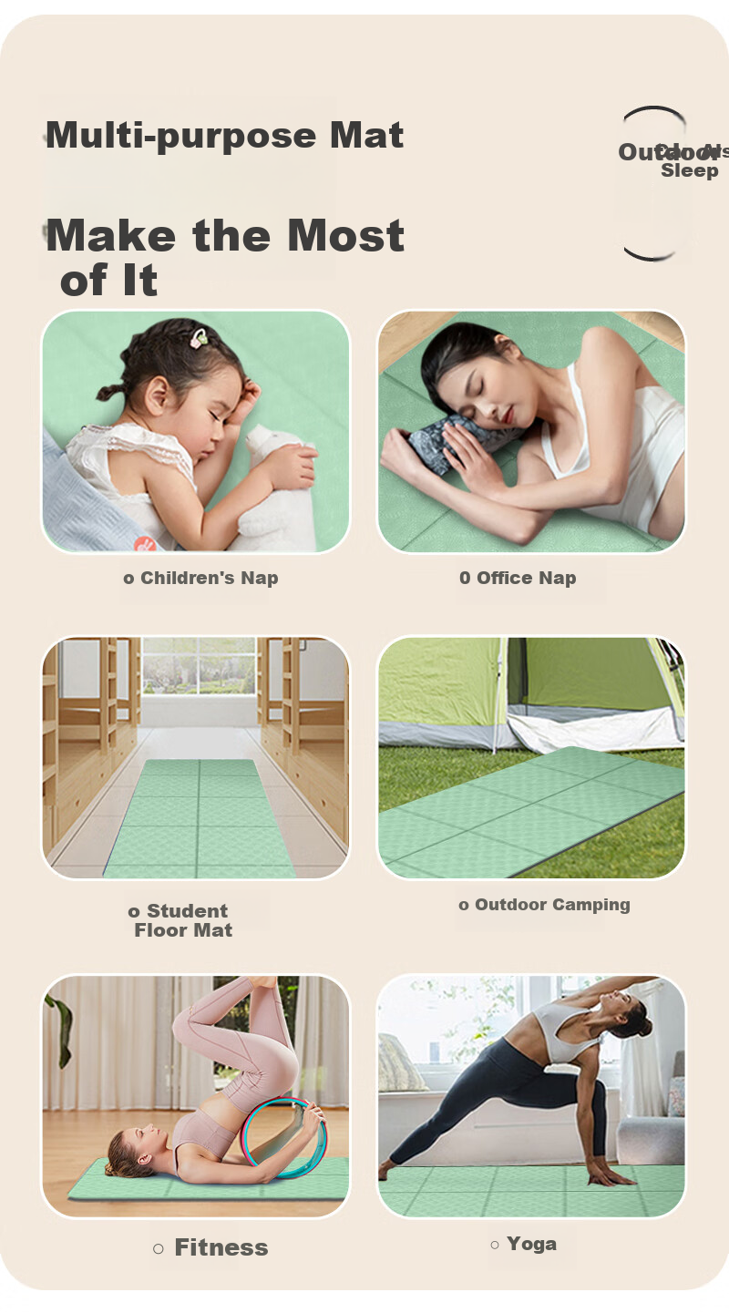Gumifan Foldable Yoga Mat Women's Fitness Mat Home Portable Non-Slip Shockproof 185x80cm Adult Nap Mat 6mm Thick 8