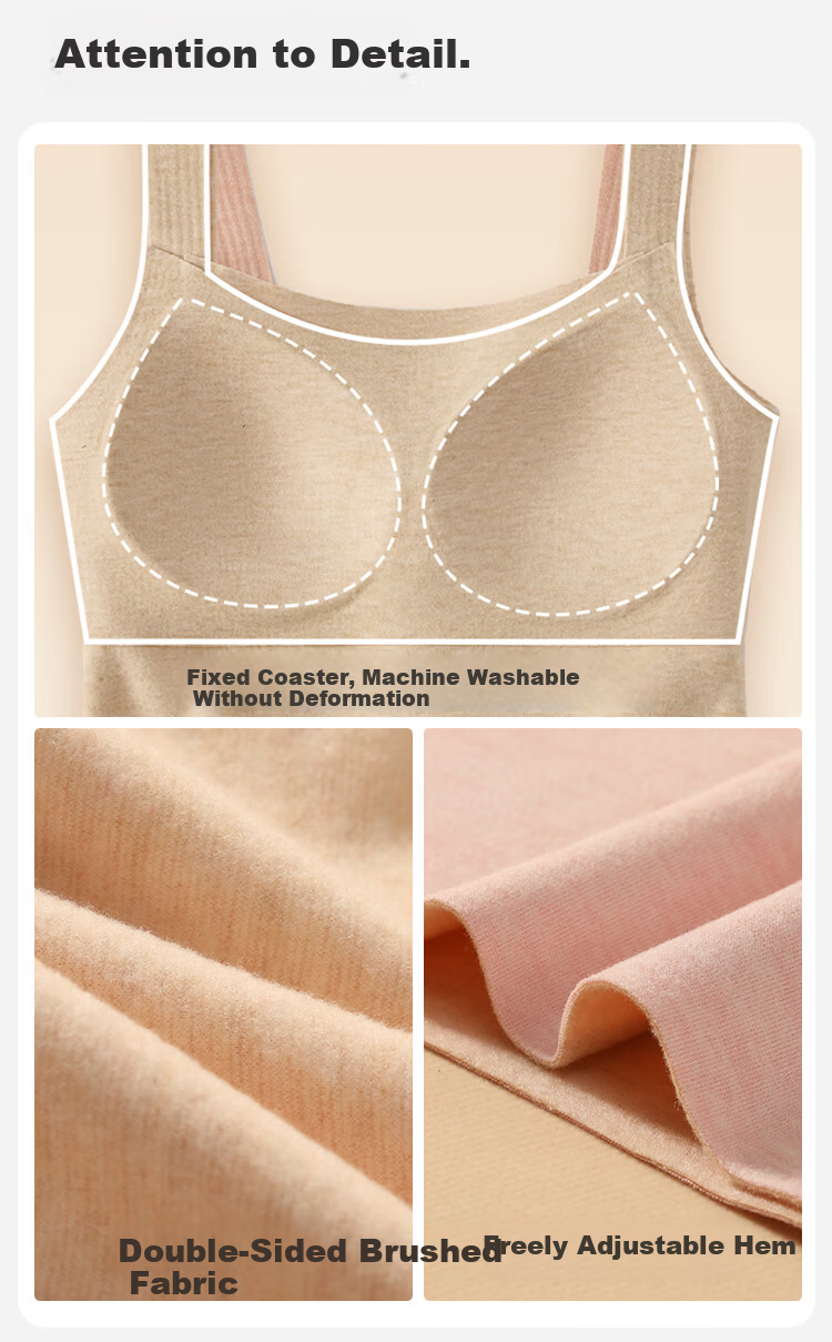 GUJIN Women's Thermal Vest Seamless Padded Innerwear Top Warm Underwear Coffee Color XL 8