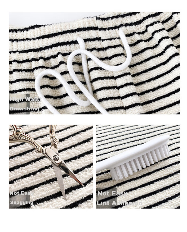 Langsha Black and White Striped Pants Women Autumn 2025 New High Waist Draped Casual Loose BF Lazy Style Terry Wide-Leg Pants 7