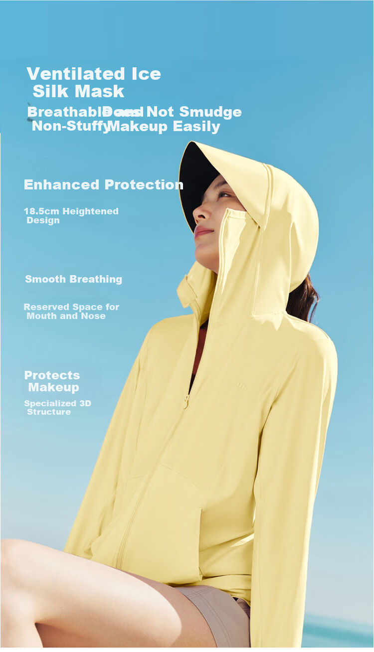 Beneunder Women's Sunscreen Jacket Spring Summer Cooling UV Protection New AL818 Light Cloud Blue 2XL 10