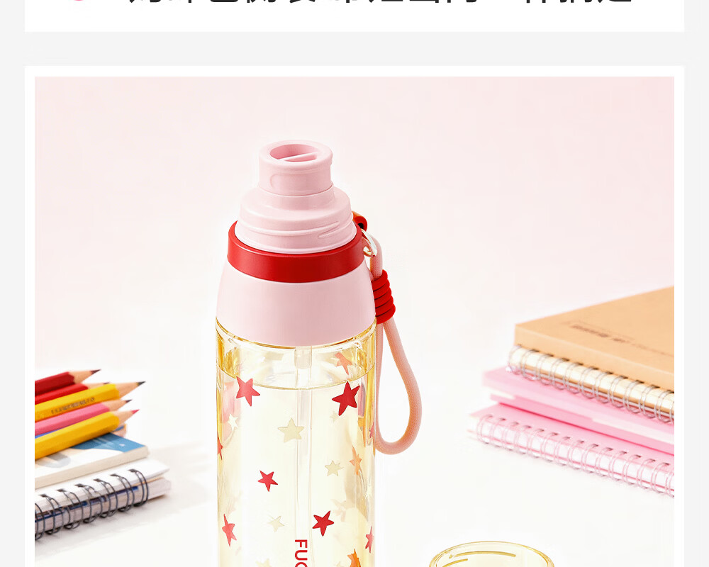 Fuguang Plastic PPSU Water Bottle Children's Student Portable Sports Tea Cup White Blue 580ML 15