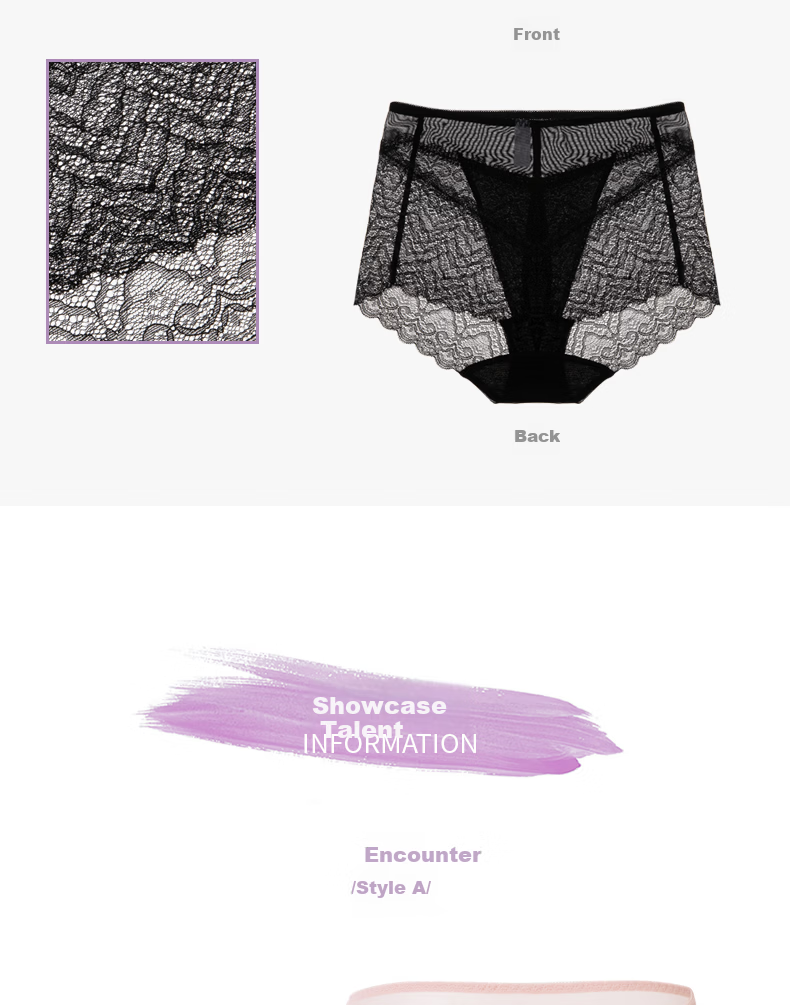 TINGE Women's Sexy Lace Seamless Underwear Plus Size Mother's Day 4-Pack M 7