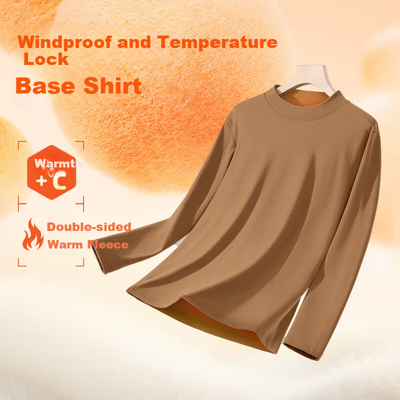 Jeanswest Men's Fleece-Lined Long Sleeve T-Shirt Autumn Winter Thickened Base Layer 7A Antibacterial Mite-Resistant Trendy Warm Base Shirt