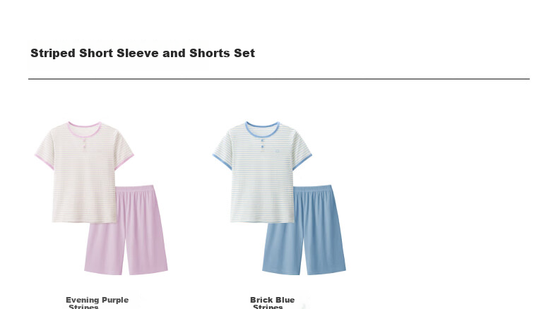Jiao Nei Cotton 511S Kids' Striped Short Sleeve Pajama Set Boys and Girls Homewear Spring Summer Moisture-Wicking Quick-Dry Breathable 17