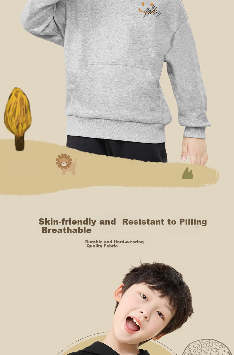 Jeanswest Boys' Autumn Wear 2025, Children's Sweatshirt, Big Kids' Long-Sleeve Top, Spring And Autumn Style, Boys' Hooded Pocket Pullover 8