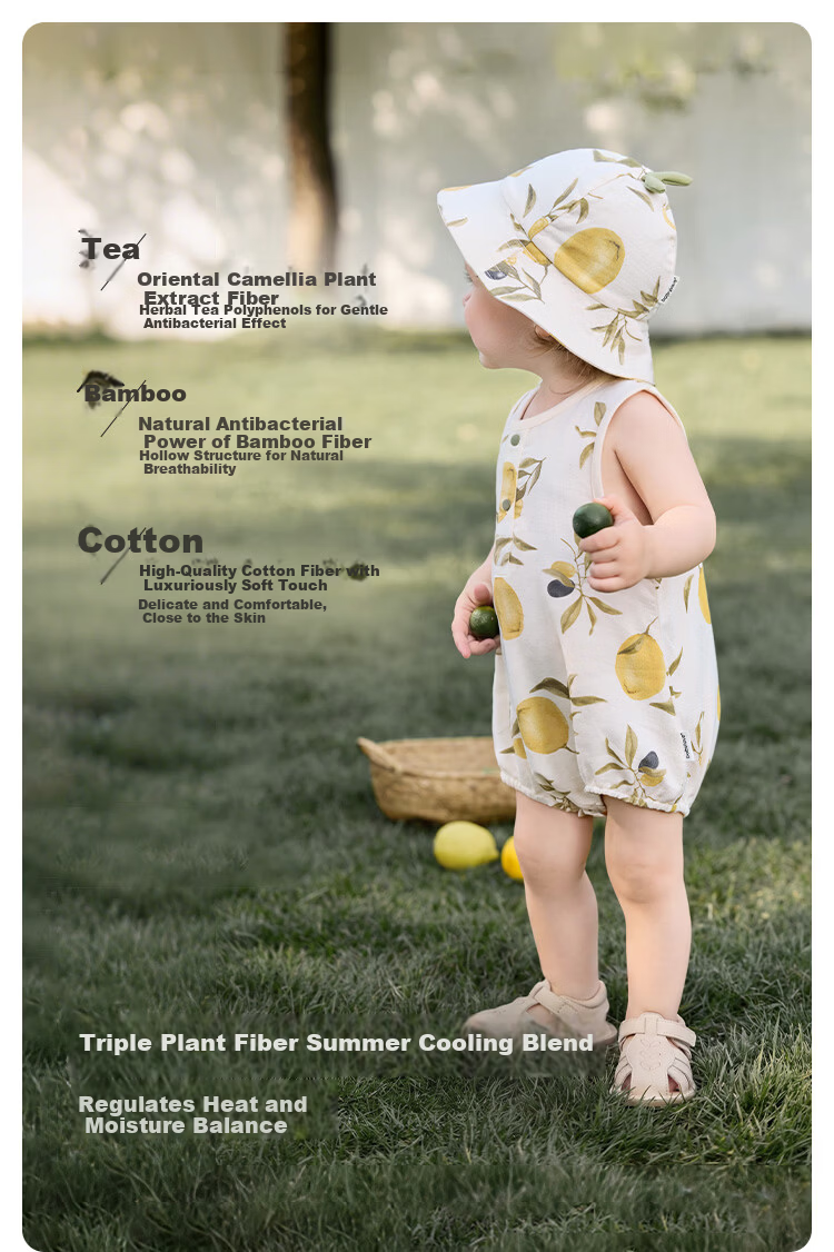 Babylove Bobo Fruit Tea Baby Romper Summer Thin Bamboo Cotton Camellia Breathable Sleeveless Triangle Jumpsuit 5