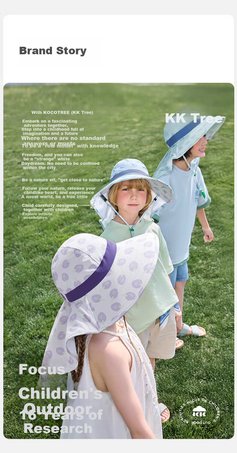 Kocotreekk Kids UV Protection Baby Neck Cover Sun Hat Gray M 25