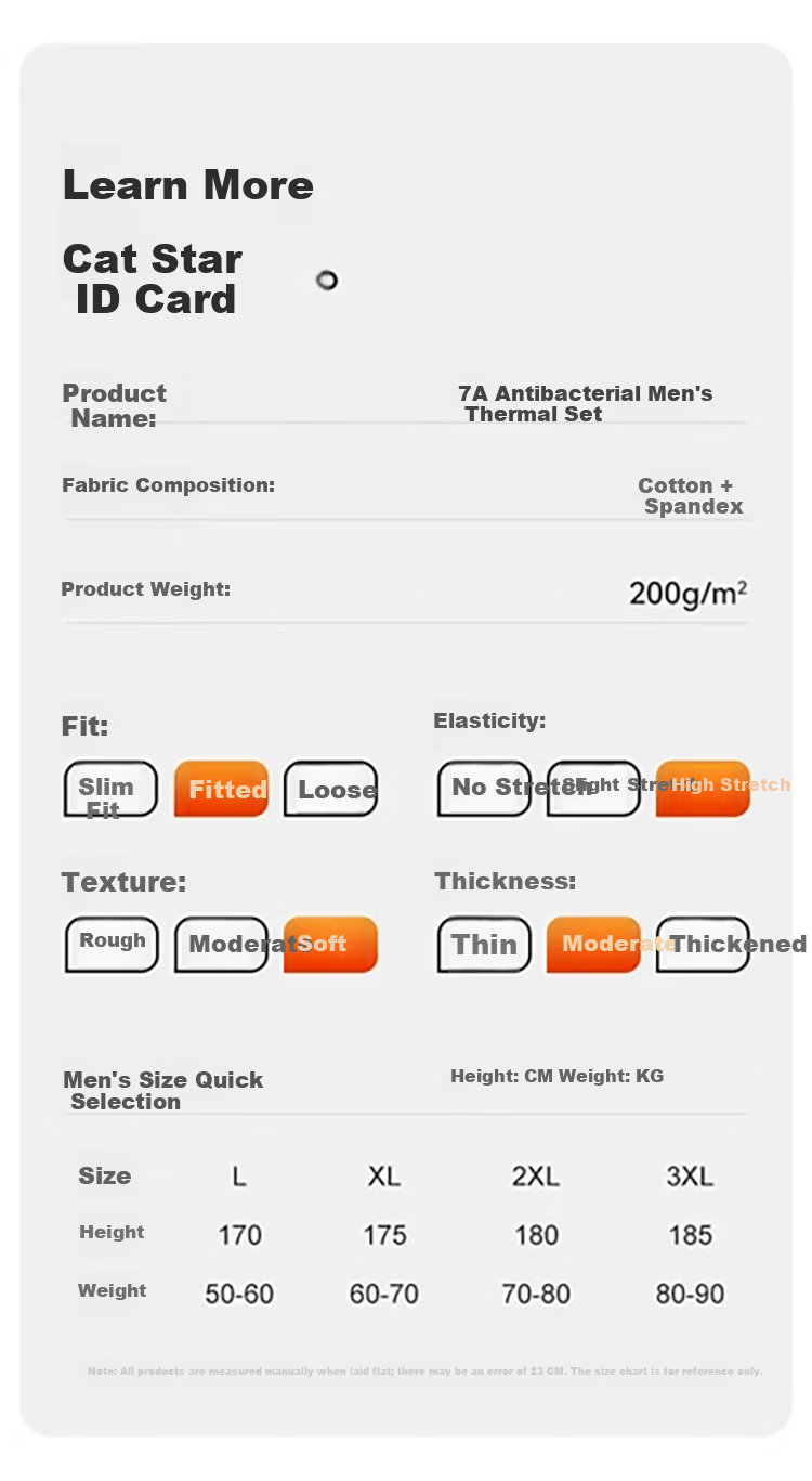 MiiOW [Xinjiang Long-Staple Cotton] Men's Thermal Underwear, Seamless Antibacterial Autumn Top And Bottom, Thin Round Neck Base Layer Set 8