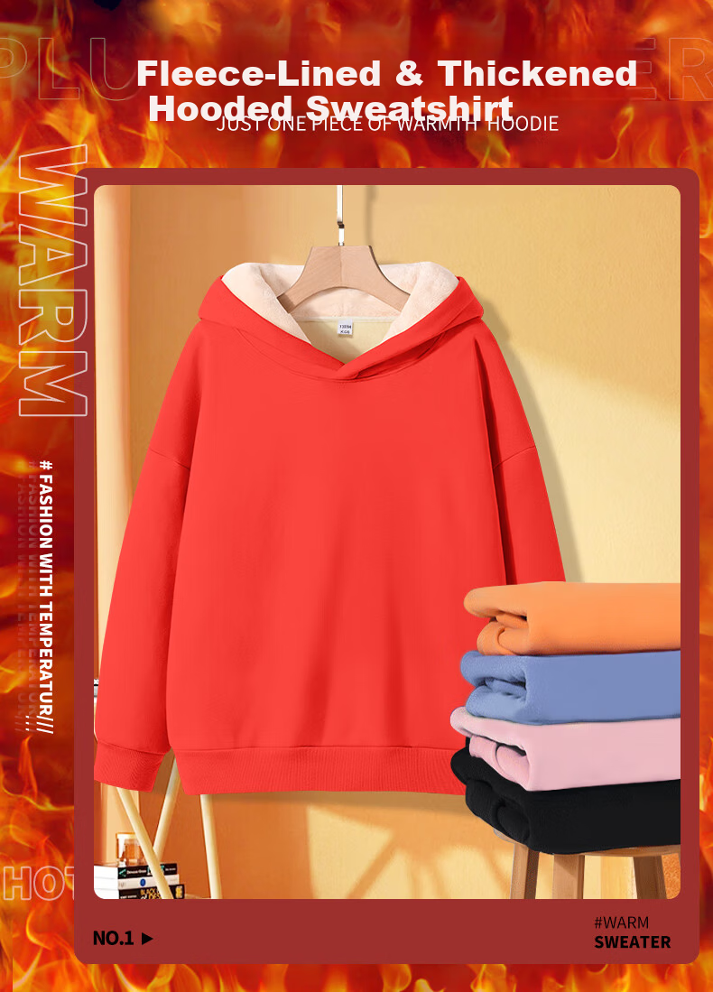 TonLion Girls' Fleece-Lined Hooded Sweatshirt Autumn Winter Casual Thickened Durable Warm Jacket Pumpkin Orange 130 1