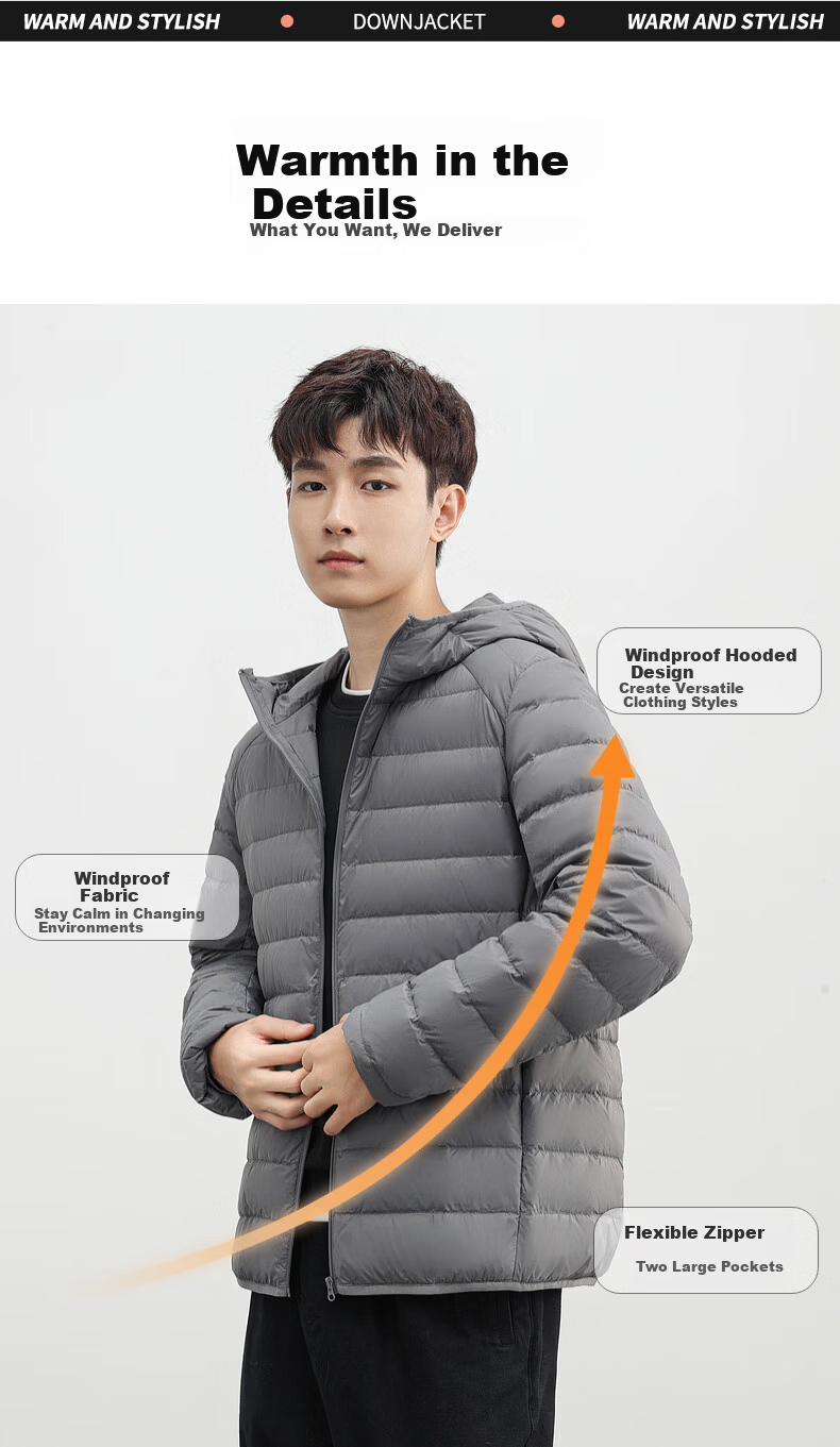 YAYA Men's Women's Unisex Lightweight Short Hooded Solid Color Down Jacket Autumn Winter Warm Outdoor 2