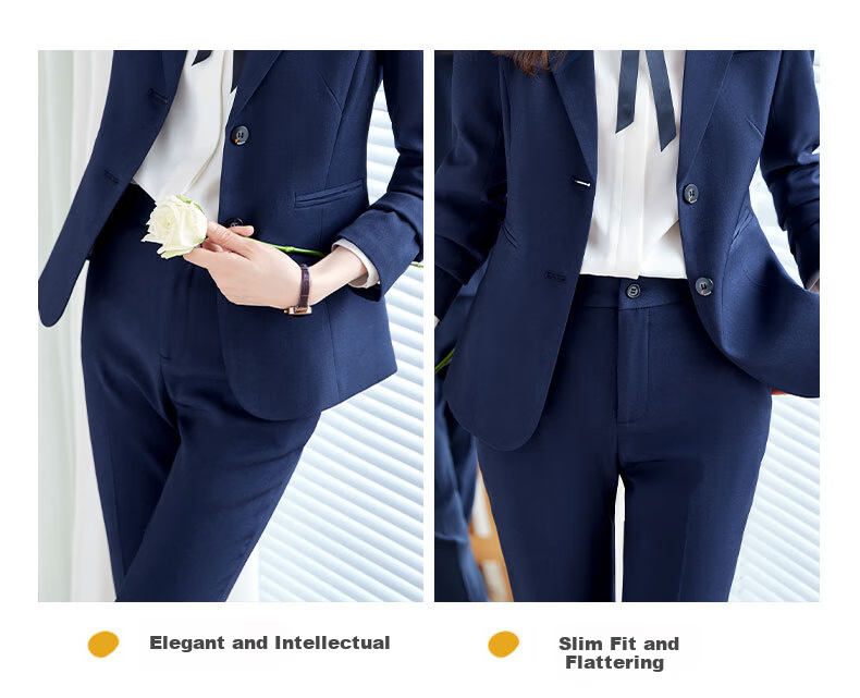 ROMON [Slimming Effect] Women's Dress Pants, Summer Business Casual Trousers for Commuting And Interviews, Breathable Long Pants in Navy Blue, Size S 3