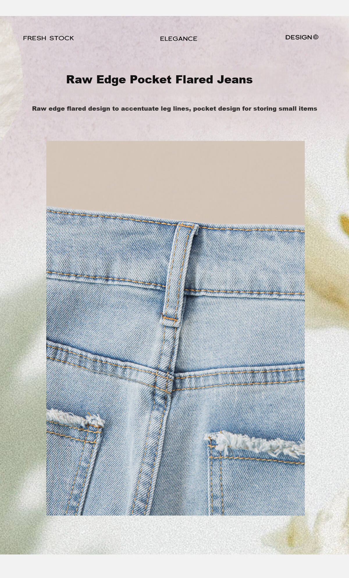 Cypress High-Waist Slim Washed Micro Flared Jeans for Women 2026 Spring New Fashion Slim Fit Denim Pants 3