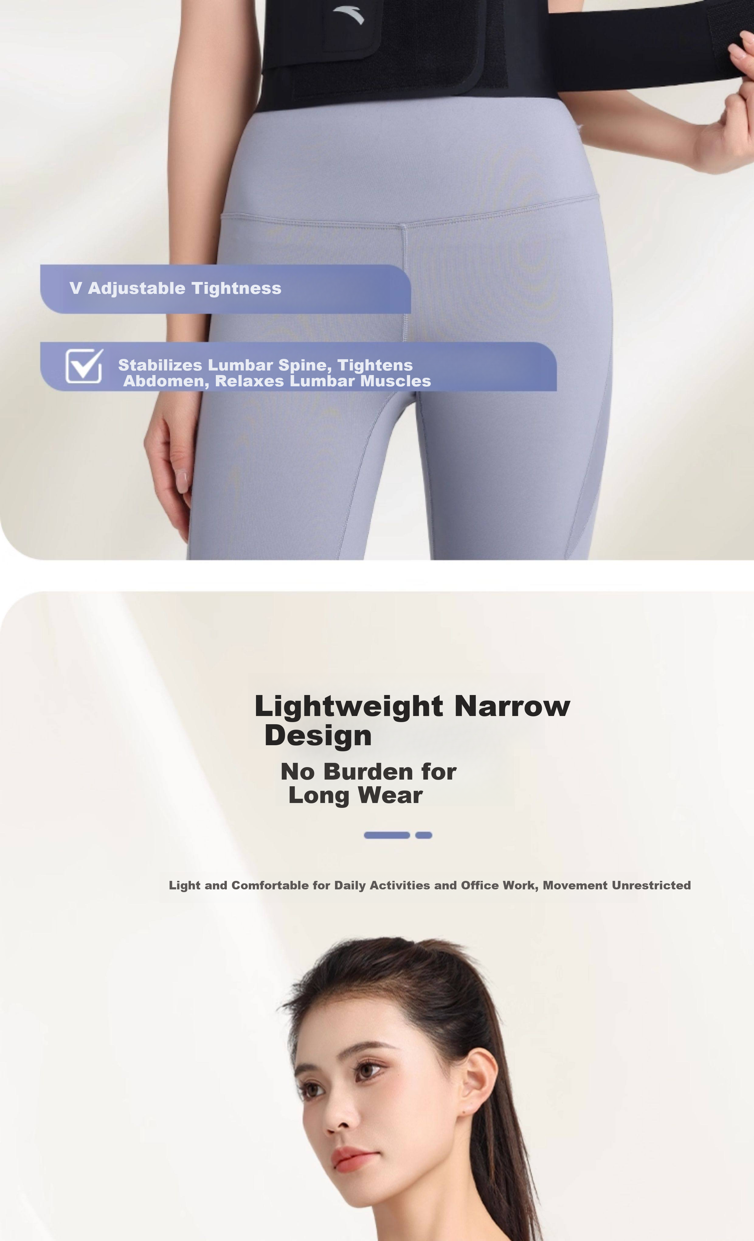 Anta Women's Lightweight Waist Support Belt for Prolonged Sitting, Abdomen Shaping, Lumbar Disc Herniation, Sports Fitness Back Brace 6