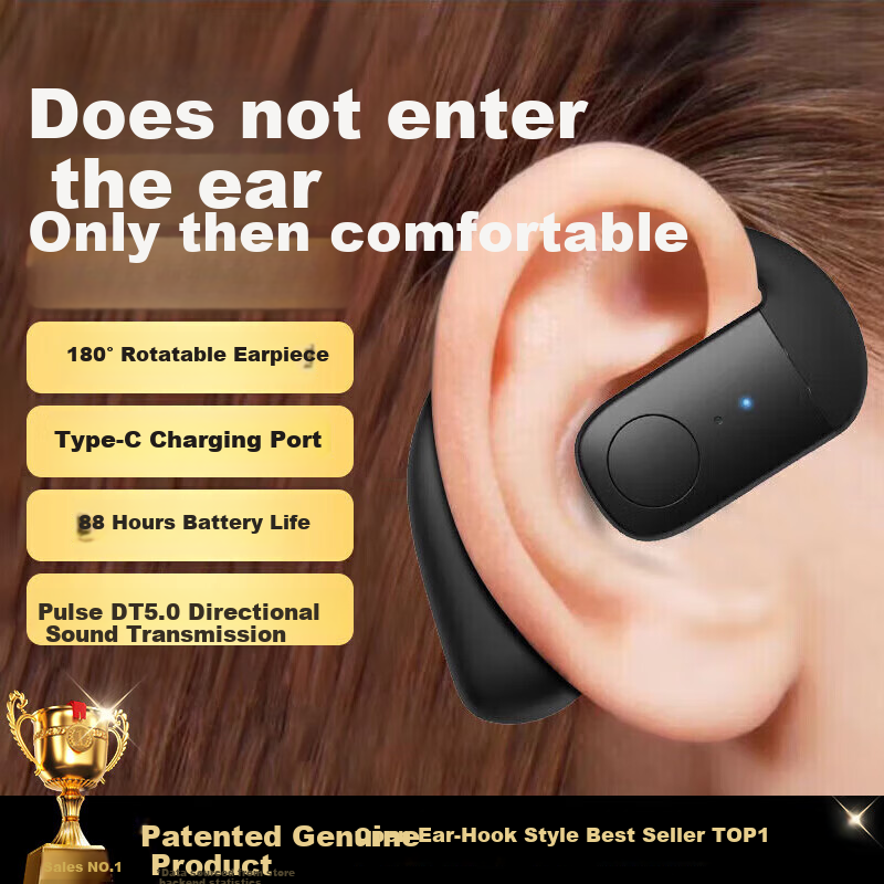 KOVOL TOP-Ranked Berlin Sound True Wireless Bluetooth Earbuds Single Ear Open-Ear Hook Bone Conduction Concept Sports Running Delivery Driving