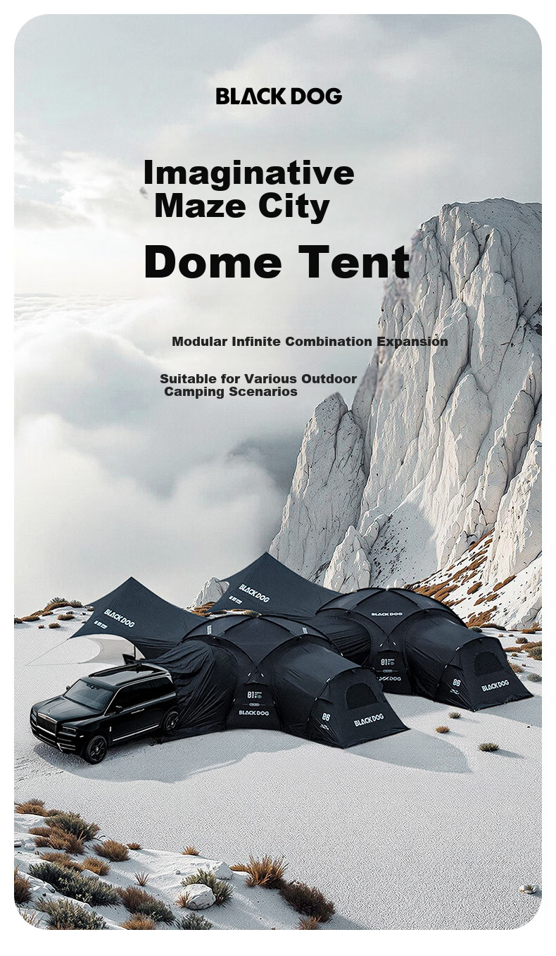 Black Dog Outdoor Large Dome Tent, Quick Assembly Sunshade Spherical Canopy, Gers, Pavilion, Expandable Dome Body 1