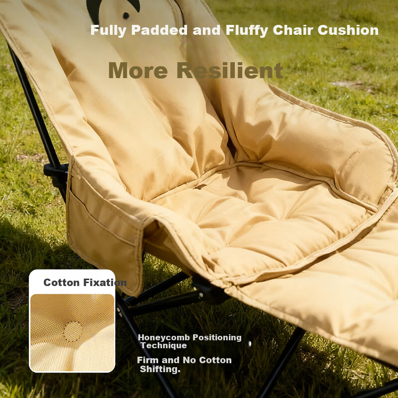 STARYEKA Folding Recliner Outdoor Camping Chair Padded High Back Panda Moon Chair with Footrest Nap Care Folding Bed