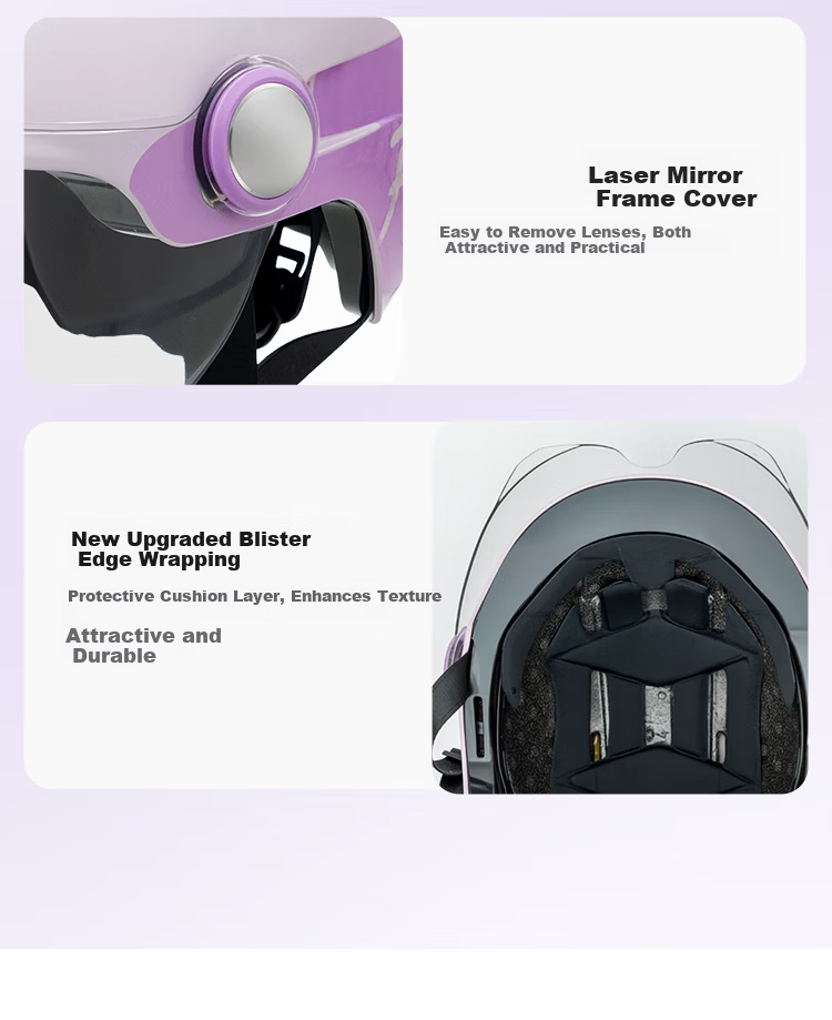 Aima Electric Scooter Helmet Half Helmet Summer Fashion Lightweight Electric Bike Helmet Motorcycle Safety Helmet Four Seasons Universal E12 Coconut Purple 9