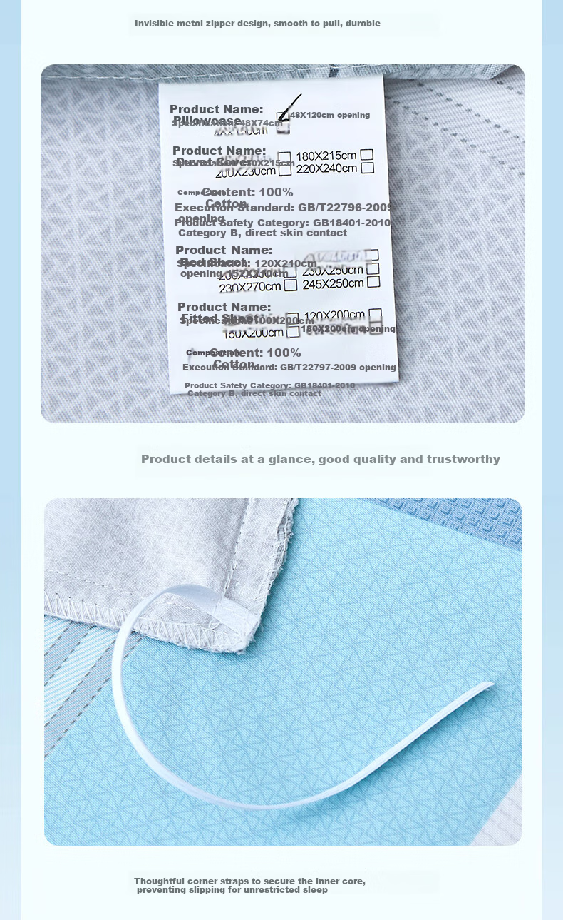Aiwei A-Class Pure Cotton Bedding Set 4-Piece 100% Cotton Double Duvet Cover Bed Sheet 200*230cm Bardel 7