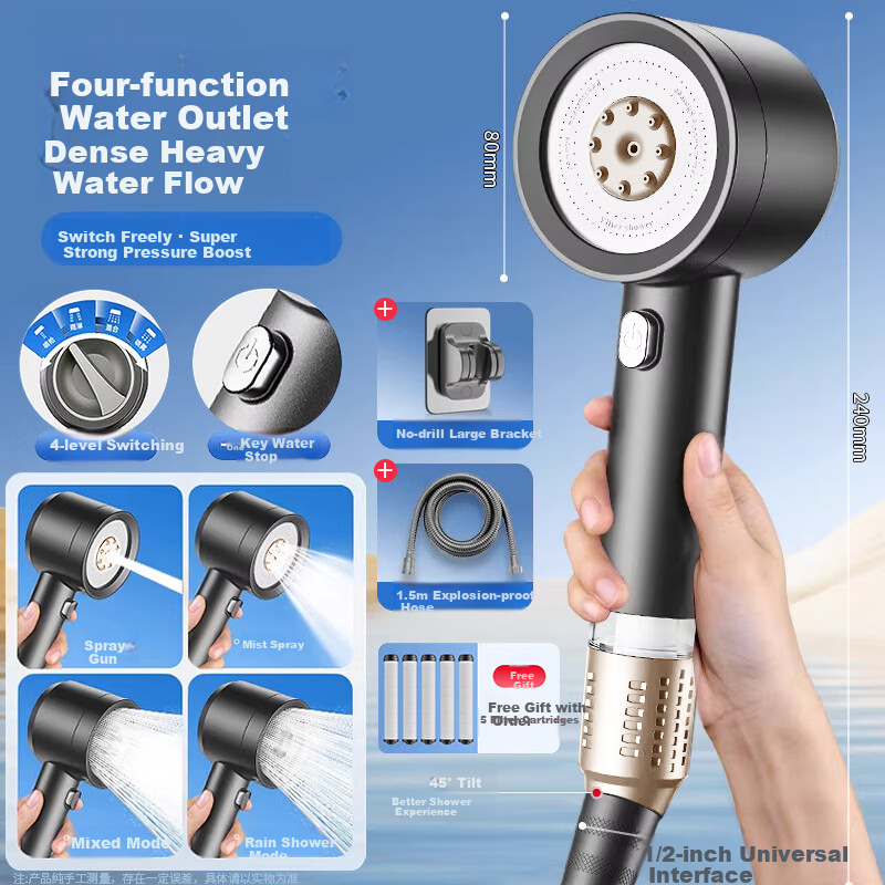 ILeddog [Germany] Dual Turbocharged Shower Head Home Bathing Filter Showerhead Set LP-79