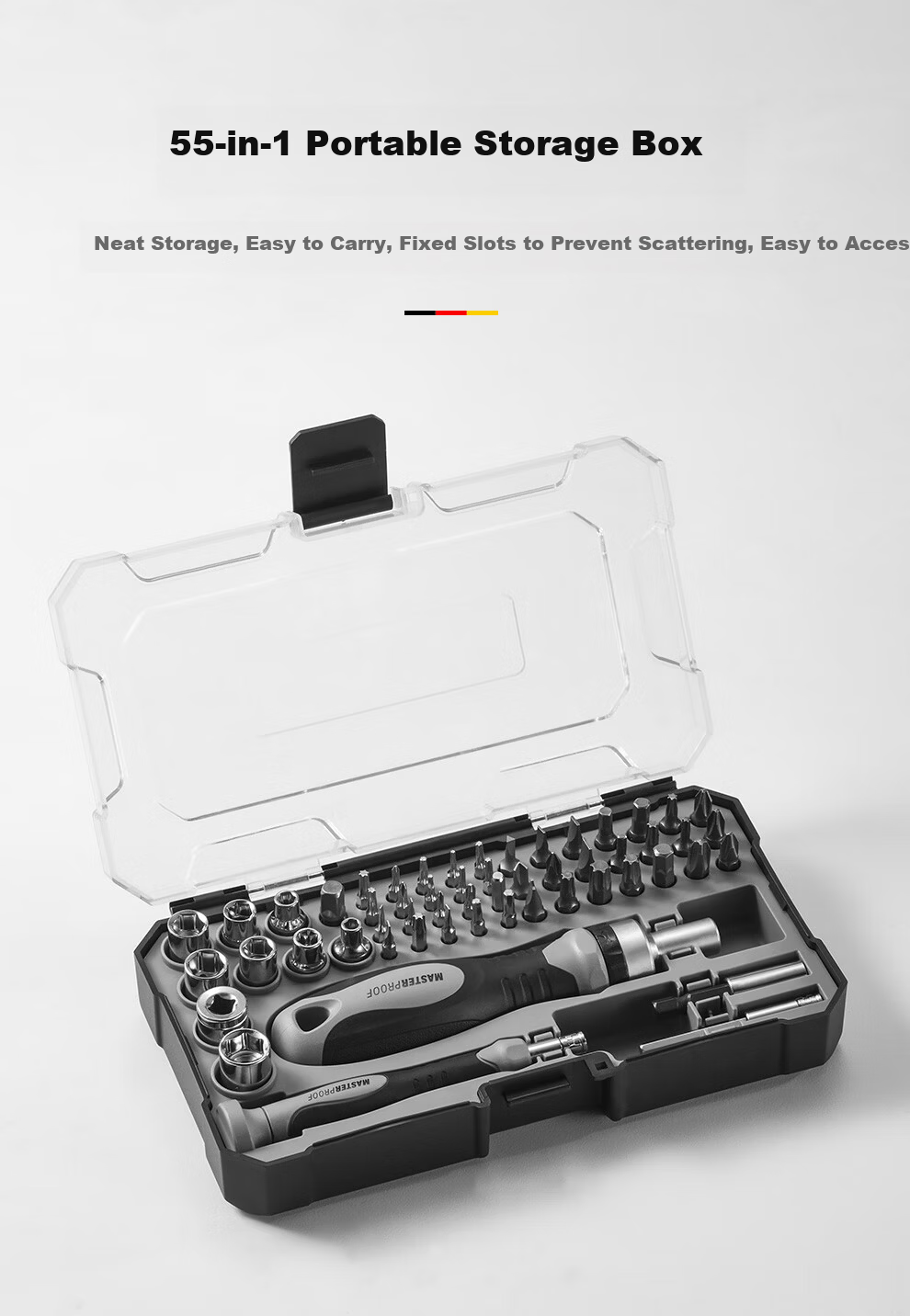 MASTERPROOF 55-Piece Ratchet Screwdriver Set Large and Small Screwdriver Bits Socket Home Use Screwdriver Kit 10