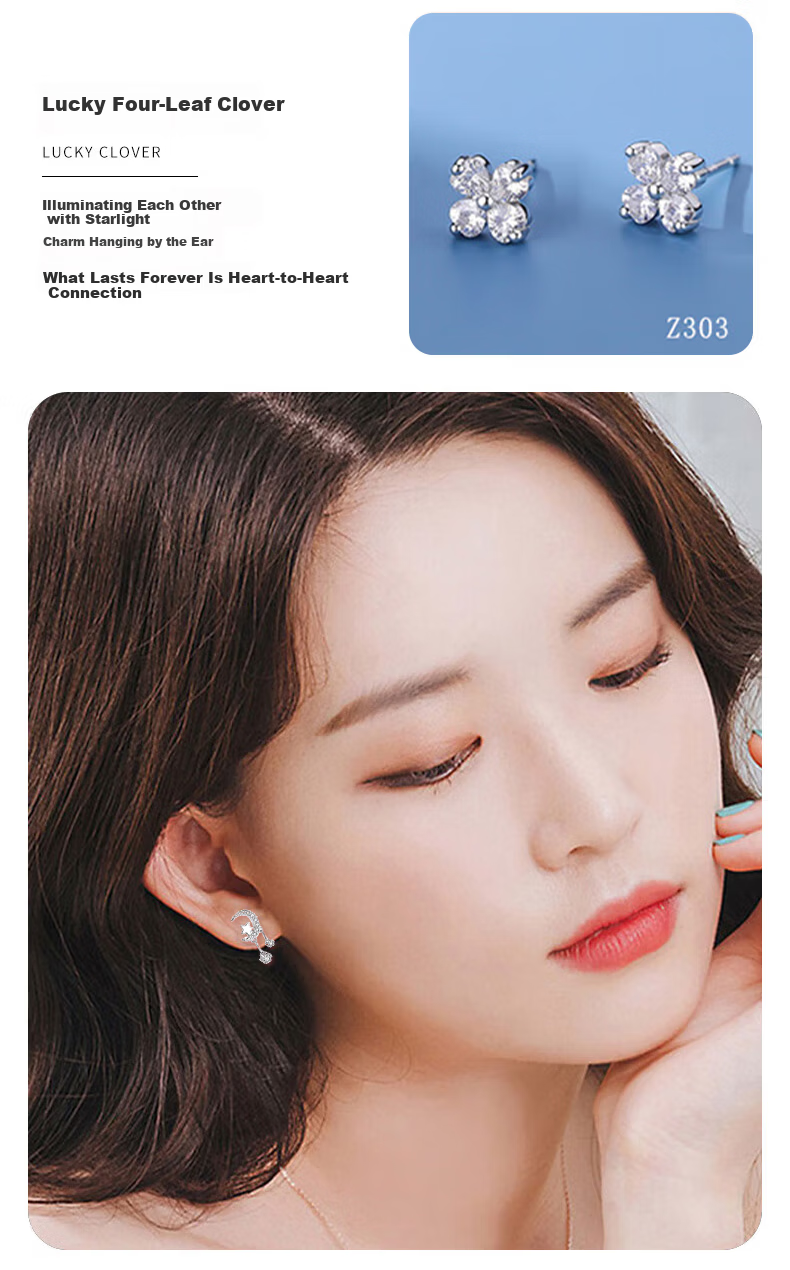 Zhoubaifu Weekly Silver Earrings for Women, Luxury Set, Stud Earrings, Birthday Gift for Girlfriend on Valentine's Day And 520 11