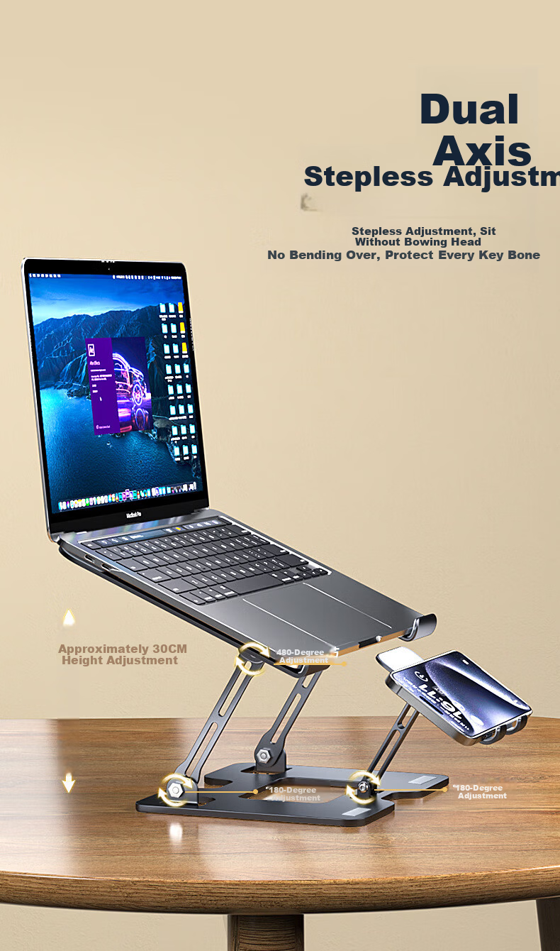 Zitai 2-in-1 Laptop and Phone Stand – Adjustable Cooling Foldable Holder for Laptop, Tablet, and Mobile Phone 3